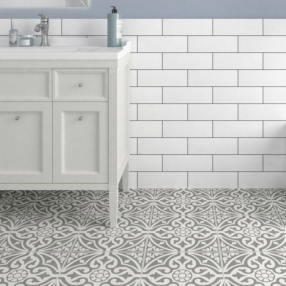 Photo inspiration: Patterned Hadrian Grey 33Cm X 33Cm Wall Floor Tile Photo Inspiration
